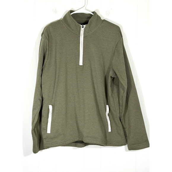 Bonobos Golf 1/4 Zip Slim Fit Pullover Sweatshirt Olive Green Pockets Size Large - Picture 1 of 10